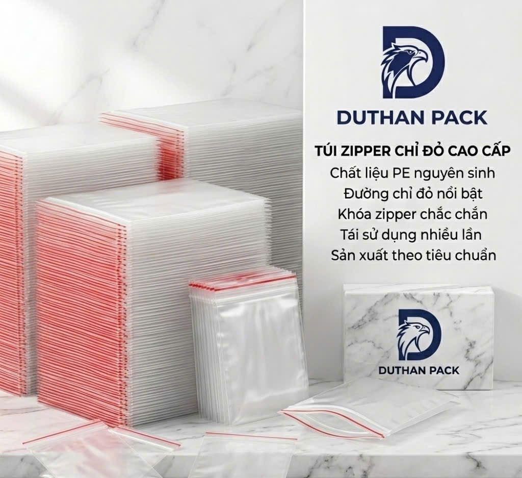 Túi Zipper Chỉ Đỏ