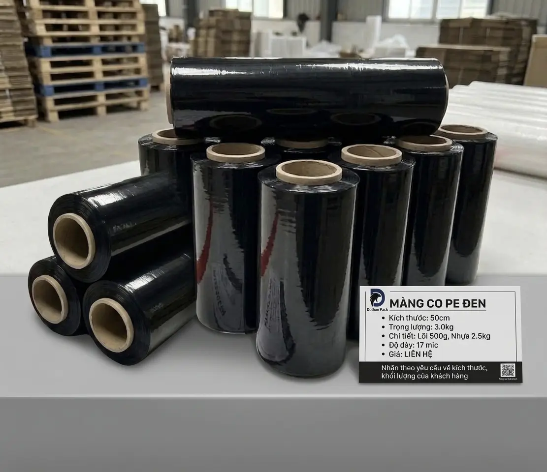Màng Co PE Màu Đen 17mic x 50cm